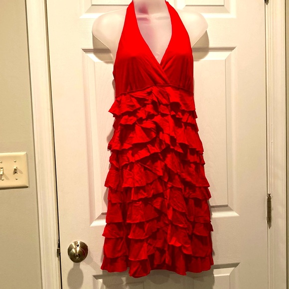 Express red flamenco style halter dress, Sz S - Picture 1 of 3